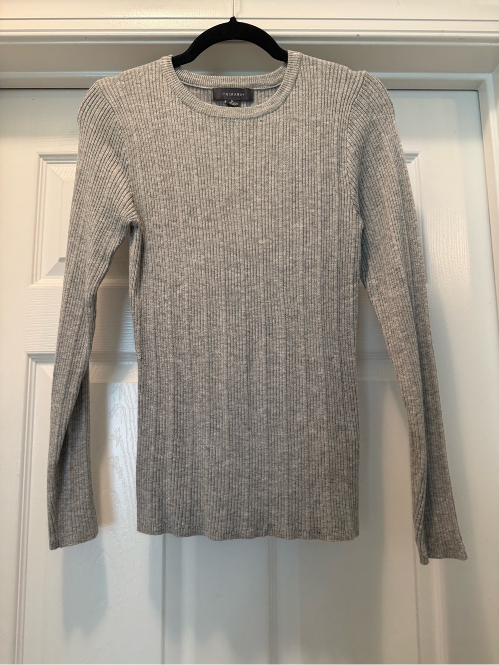 Primark Ribbed Crew Neck Sweater in Light Gray